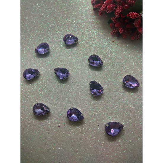 Стразы в цапах "Капля" цв. сиреневый, цена за 1 шт